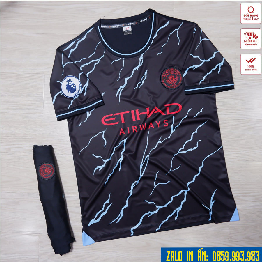 Bộ quần áo bóng đá ManCity logo thêu, quần áo đá banh MC đủ mẫu thun lạnh cao cấp  A4