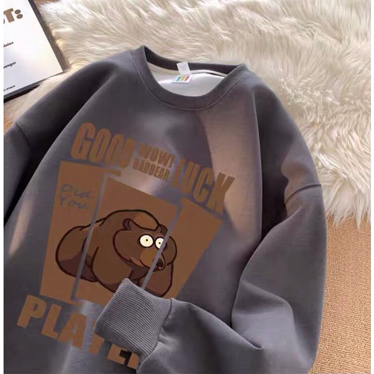 Áo Sweater nam nữ GOOD LUCK chất liệu nỉ bông cao cấp, Aó Sweater unisex in hình gấu cực dễ thương