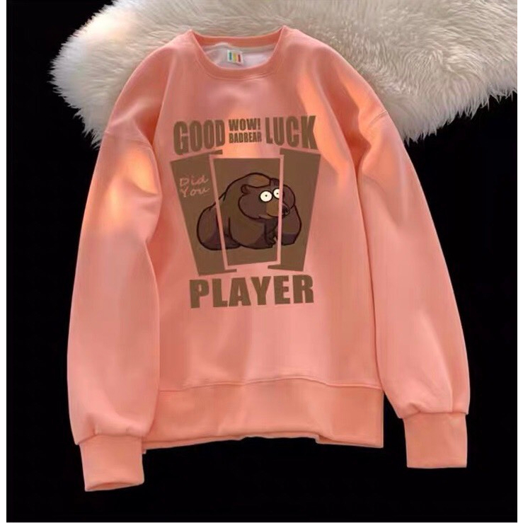 Áo Sweater nam nữ GOOD LUCK chất liệu nỉ bông cao cấp, Aó Sweater unisex in hình gấu cực dễ thương
