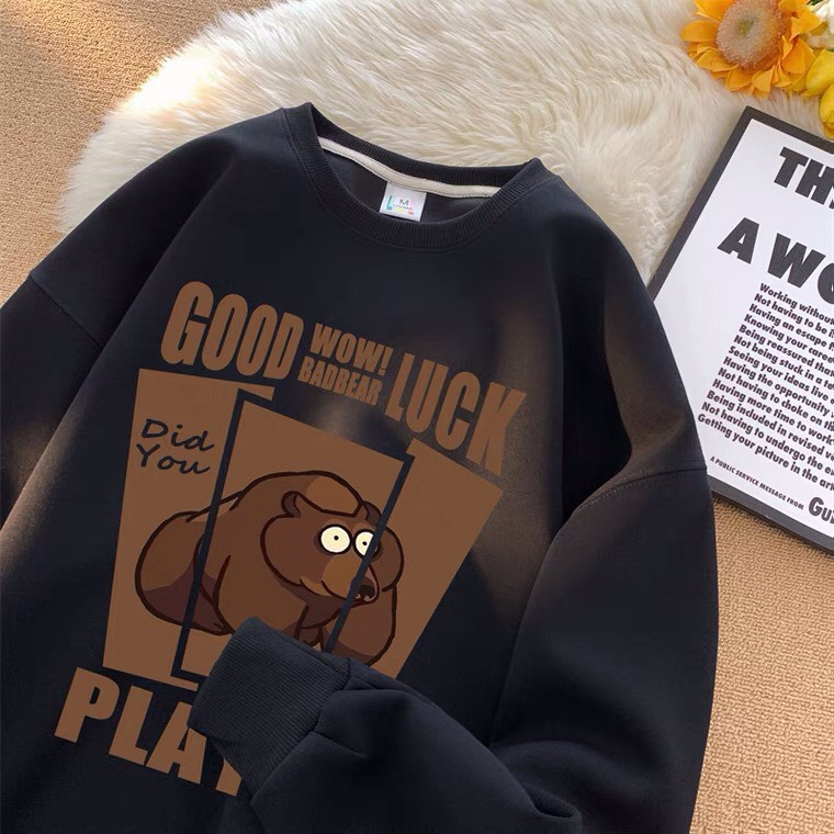 Áo Sweater nam nữ GOOD LUCK chất liệu nỉ bông cao cấp, Aó Sweater unisex in hình gấu cực dễ thương