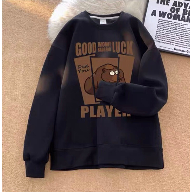 Áo Sweater nam nữ GOOD LUCK chất liệu nỉ bông cao cấp, Aó Sweater unisex in hình gấu cực dễ thương