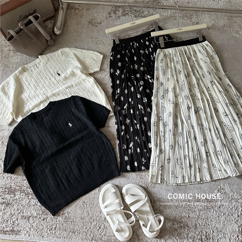 Áo len tay lỡ thêu ngựa Comic