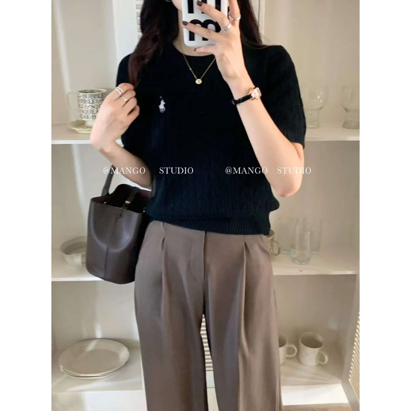 Áo len tay lỡ thêu ngựa Comic