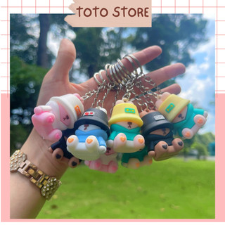 Màu ngẫu nhiên - móc khóa gấu đội nón nhiều màu cute, phụ kiện treo balo túi xách