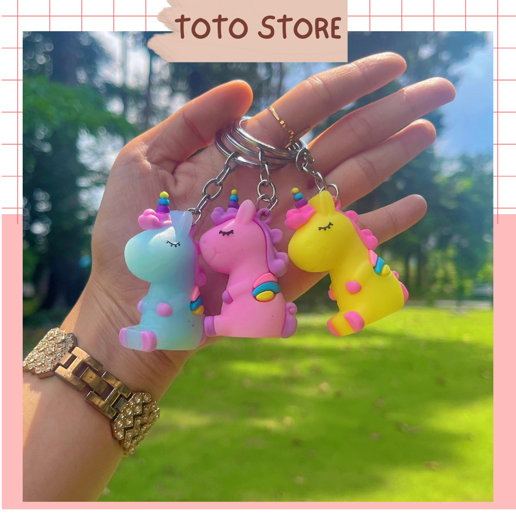 MÀU NGẪU NHIÊN - Móc Khóa Chú Ngựa Unicorn Nhiều Màu, Làm Quà Tặng Treo Balo Túi Xách