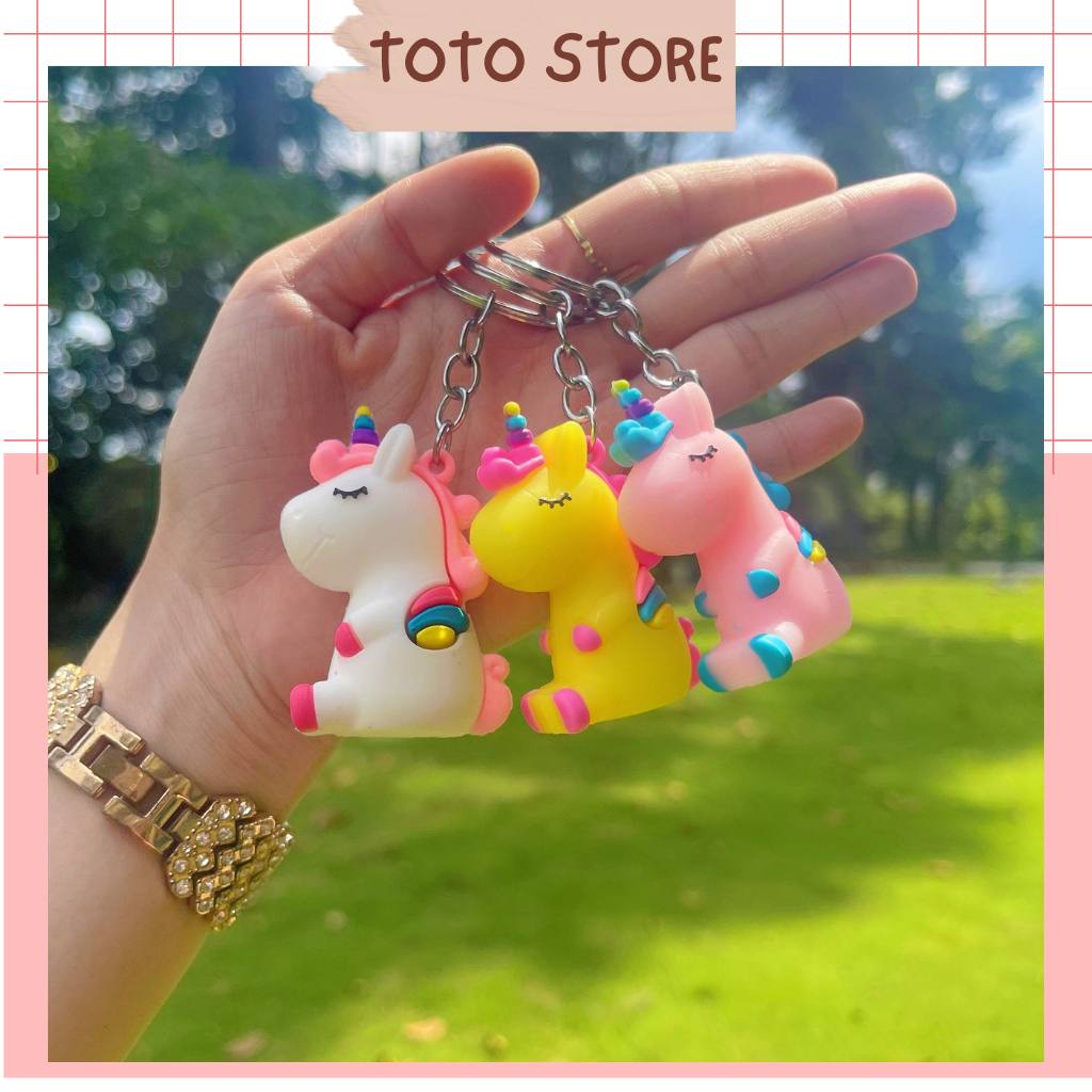 MÀU NGẪU NHIÊN - Móc Khóa Chú Ngựa Unicorn Nhiều Màu, Làm Quà Tặng Treo Balo Túi Xách