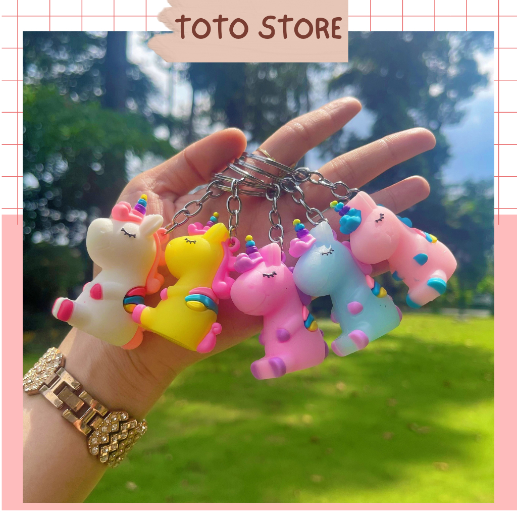 MÀU NGẪU NHIÊN - Móc Khóa Chú Ngựa Unicorn Nhiều Màu, Làm Quà Tặng Treo Balo Túi Xách