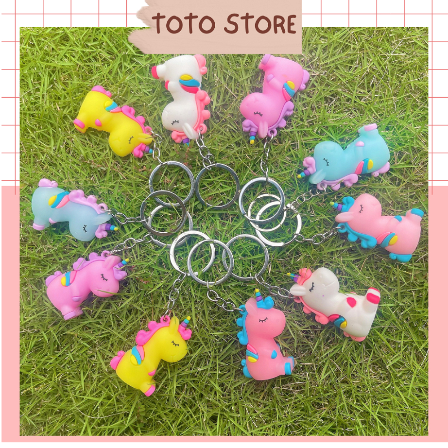 MÀU NGẪU NHIÊN - Móc Khóa Chú Ngựa Unicorn Nhiều Màu, Làm Quà Tặng Treo Balo Túi Xách