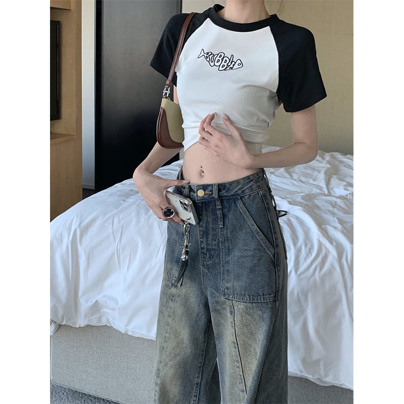 Quần Jeans Nữ Ống Rộng , Quần Bò Nữ Ống Suông Phối Túi Màu Xanh Siêu HOT TL33 | BigBuy360 - bigbuy360.vn