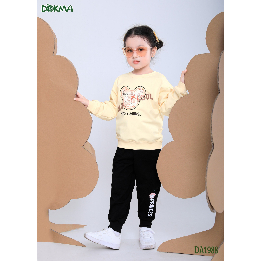 Áo dài tay bé gái vải nỉ da cá mỏng xinh yêu - DOKMA