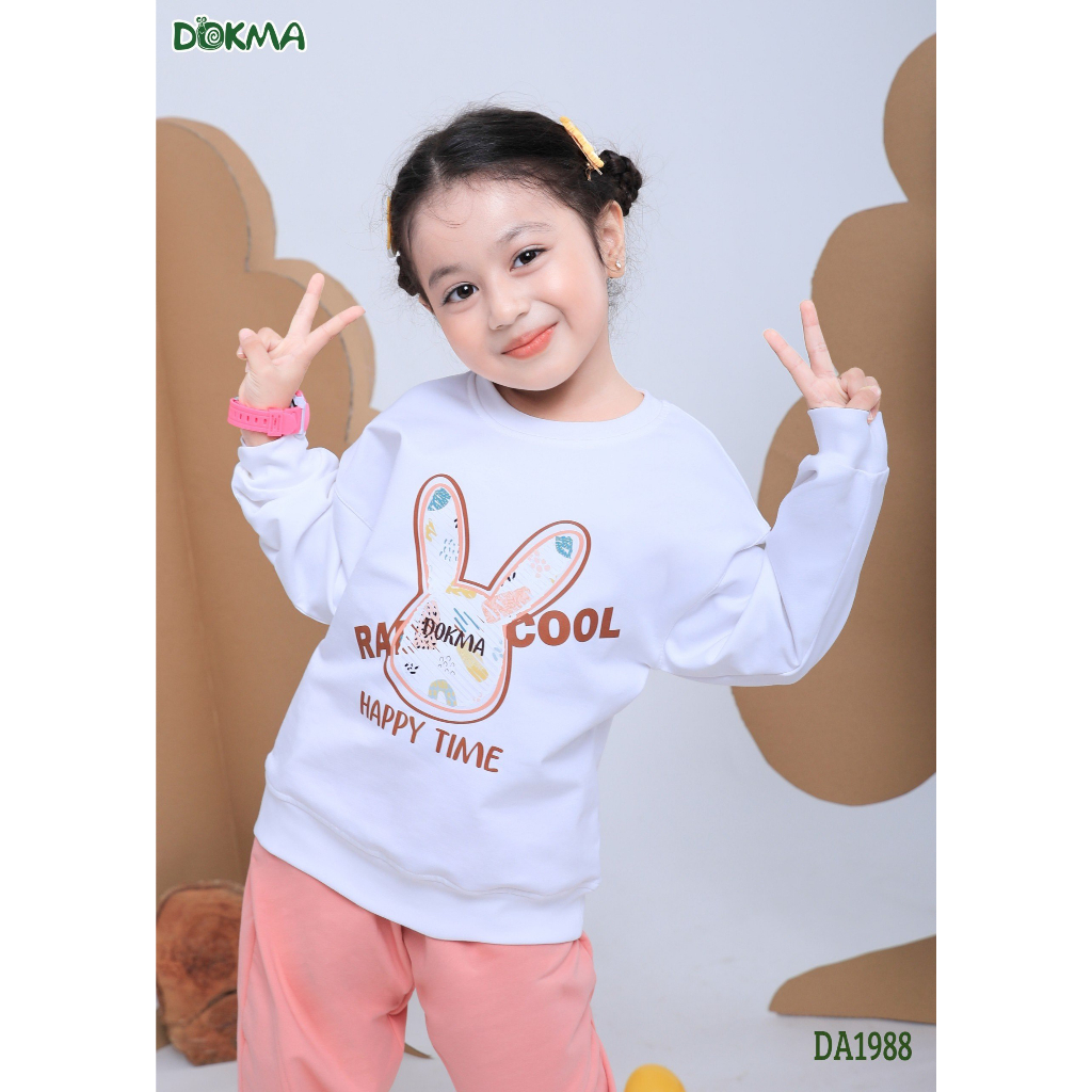 Áo dài tay bé gái vải nỉ da cá mỏng xinh yêu - DOKMA