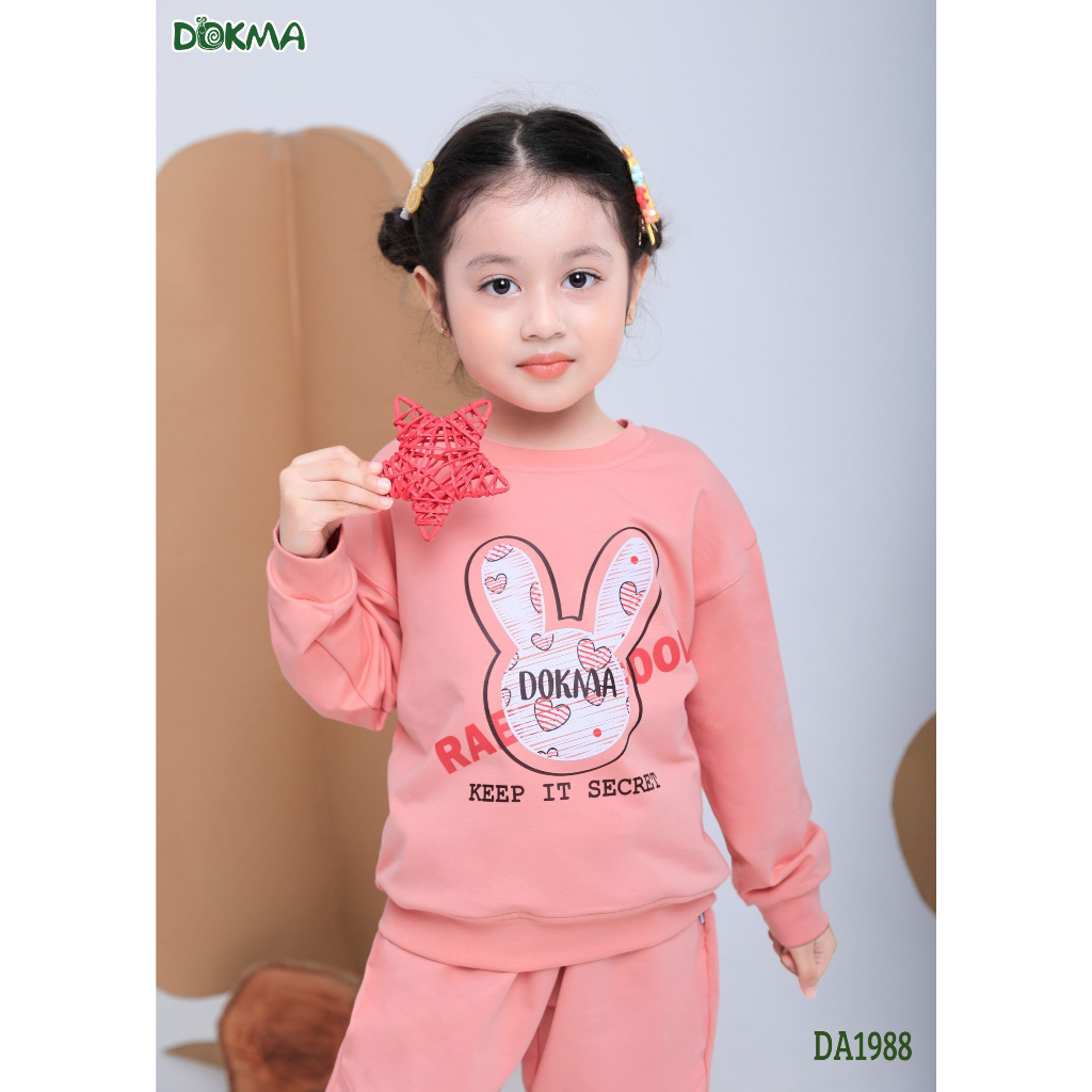 Áo dài tay bé gái vải nỉ da cá mỏng xinh yêu - DOKMA