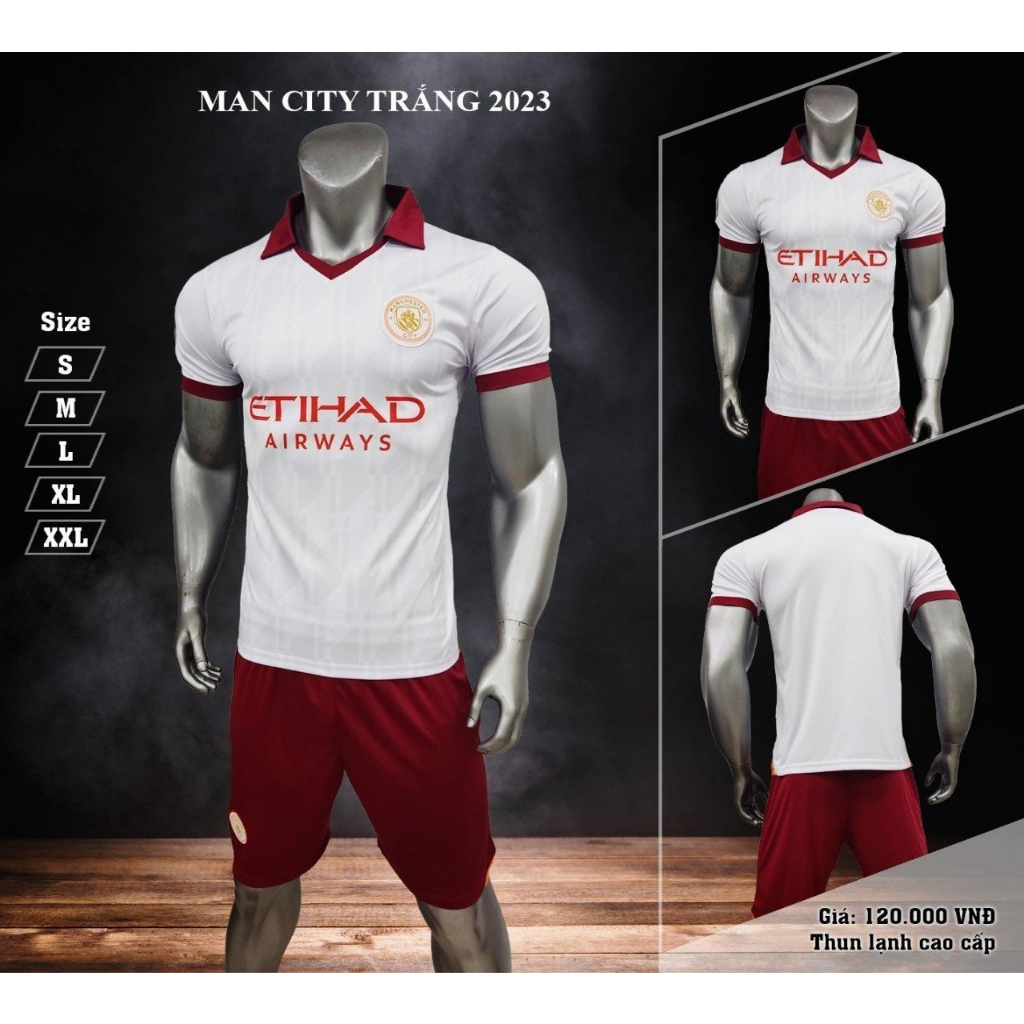 Bộ quần áo bóng đá ManCity logo thêu, quần áo đá banh MC đủ mẫu thun lạnh cao cấp  A4
