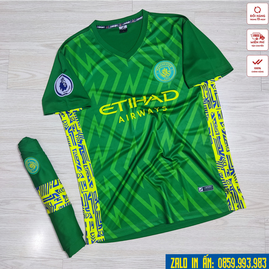 Bộ quần áo bóng đá ManCity logo thêu, quần áo đá banh MC đủ mẫu thun lạnh cao cấp  A4