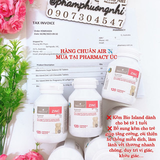 HÀNG CHUẨN AIR MUA TẠI ÚC - VIÊN NHAI BỔ SUNG KẼM BIO ISLAND ZINC CHO TRẺ 120 VIÊN