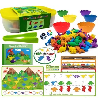 Đồ chơi giáo dục sớm đếm khủng long counting dinosaur, giúp bé học đếm số, phép toán, số lượng nhận biết về màu sắc