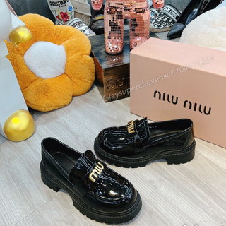 giày mọi moca miu miu da bóng fullbox