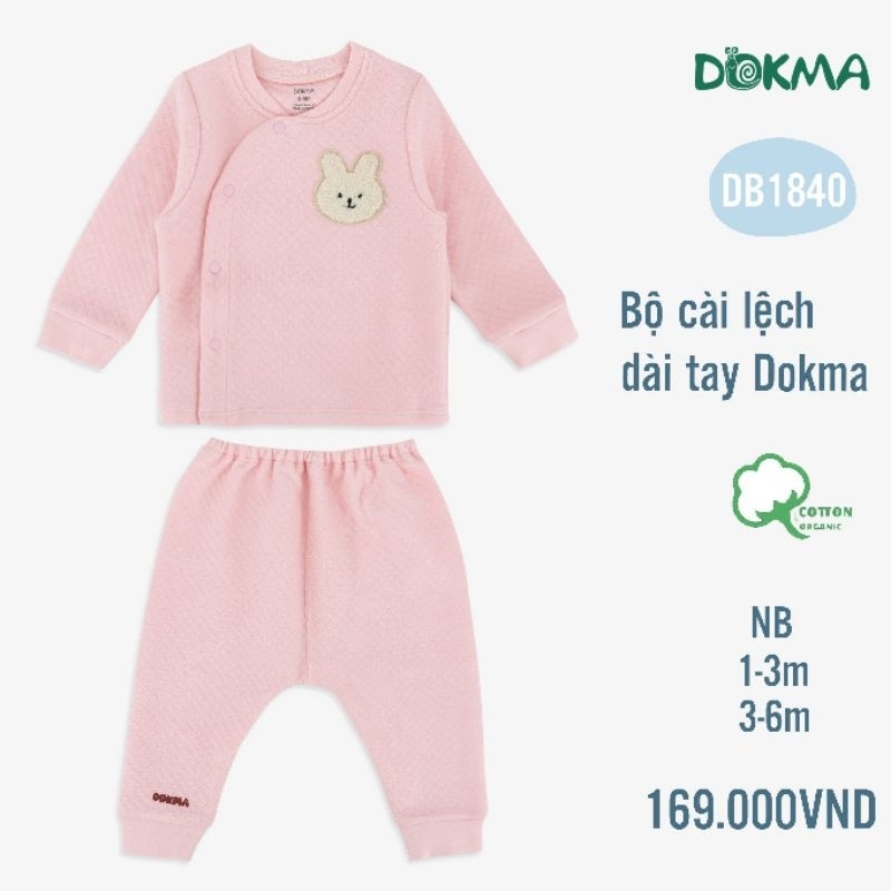 Bộ sơ sinh trần bông cài lệch Dokma bé trai, bé gái DB1840