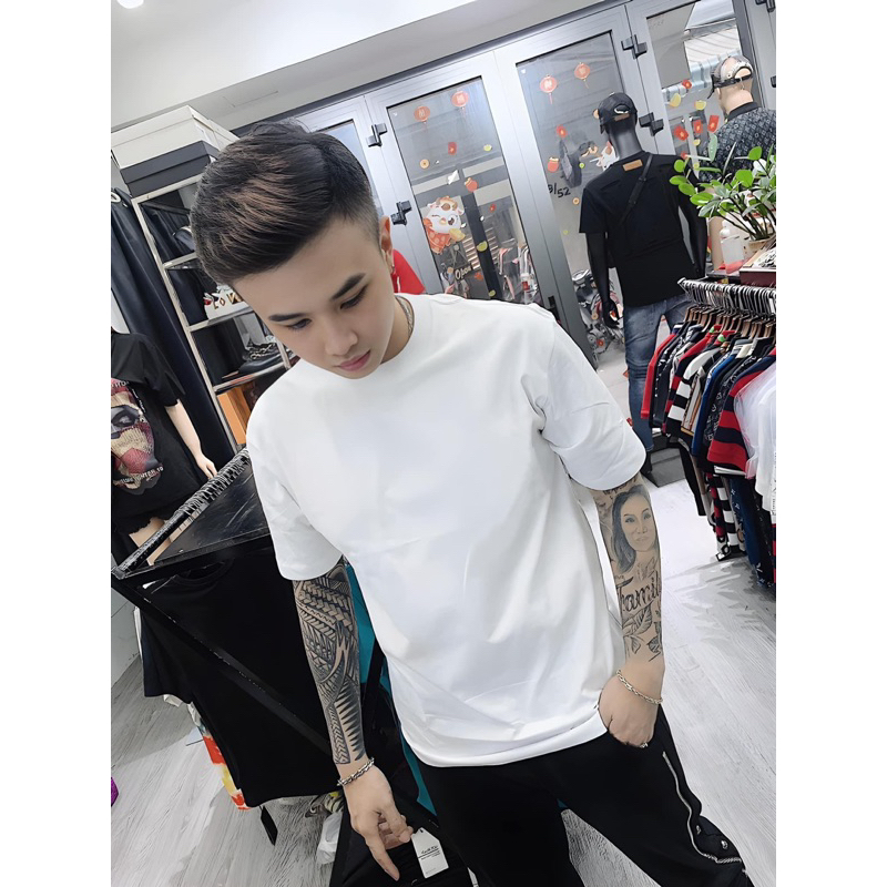 Áo thun Nam cổ Tròn dây kéo 2 màu trắng đen - Áo phông Nam trơn Chất thun cotton mềm mịn thoáng mát giá rẻ