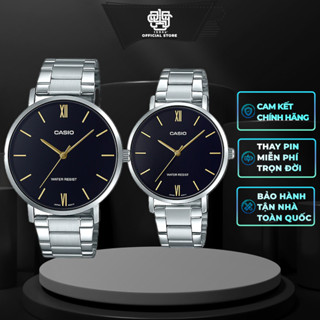 Đồng hồ cặp Casio MTP-VT01D-1B / LTP-VT01D-1B dây thép không gỉ, chống nước, hàng chính hãng