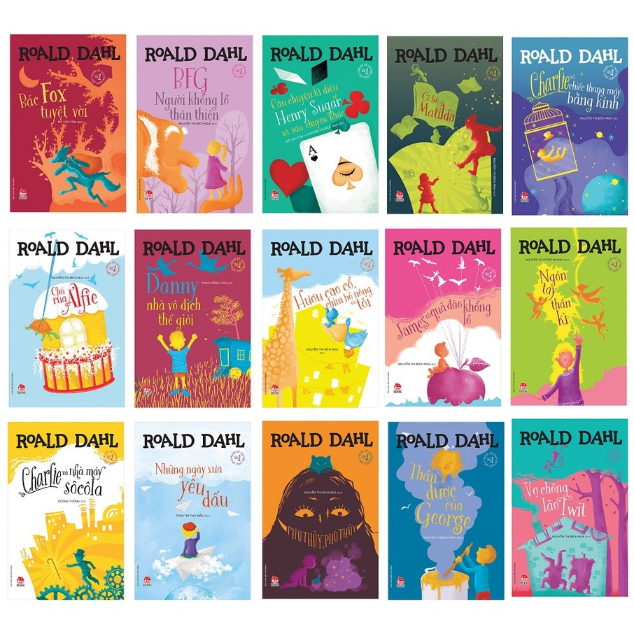 Sách - Bộ truyện của Roald Dahl - Bộ 15 cuốn : Charlie Và Nhà Máy Sô Cô La ,Charlie Và Chiếc Thang Máy Bằng Kính..