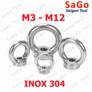 Bulong móc cẩu âm, bulong tai cẩu âm inox 304 size m3 m4 m5 m6 m8 m10 m12