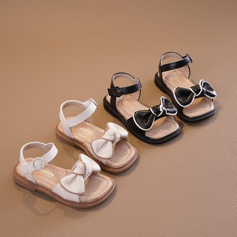 Sandal Nơ Thắt Phong Cách Vintage Cho Bé Gái Đi Học Đi Chơi