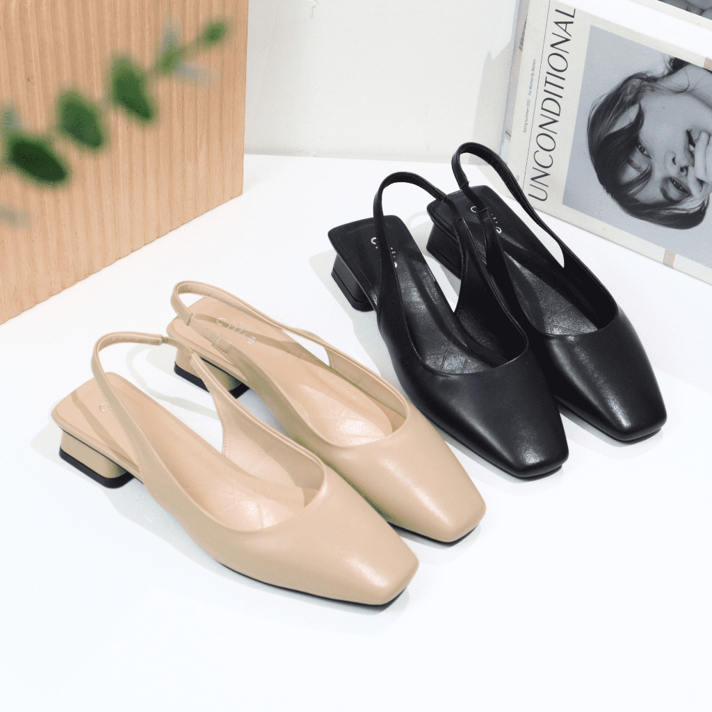 Giày sandal slingback nữ mũi vuông trendy đế tráng gương độc lạ bắt mắt đi làm đi chơi dạo phố Cillie