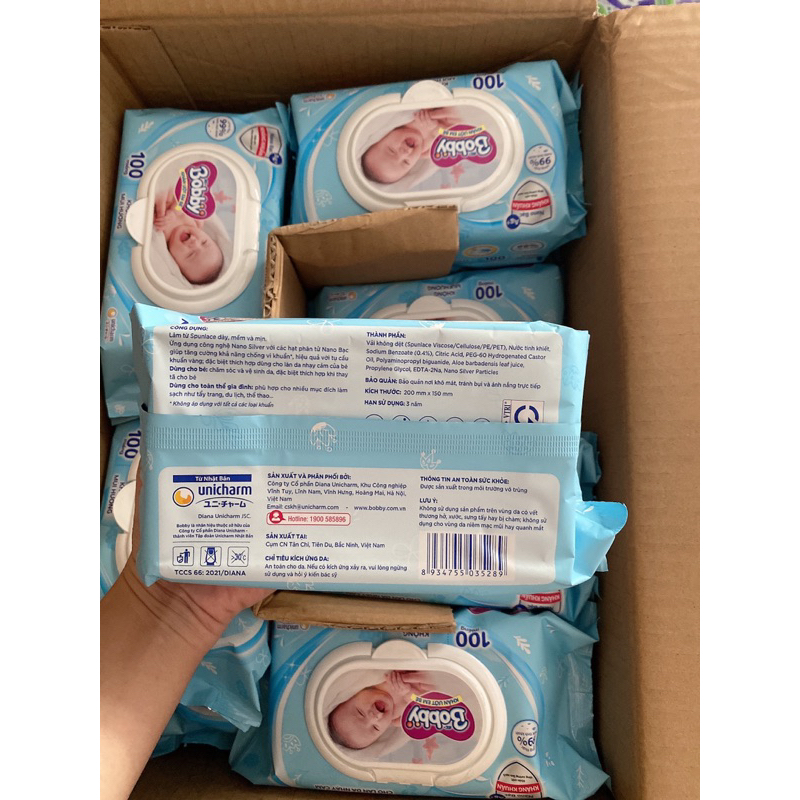 Khăn ướt cho bé Bobby không mùi 100 tờ