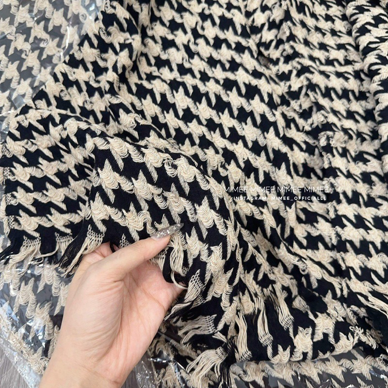 Khăn len nâu ziczac mimee hàng cao cấp loại 1