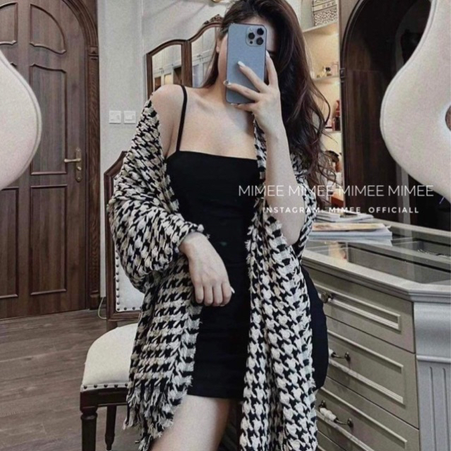 Khăn len nâu ziczac mimee hàng cao cấp loại 1