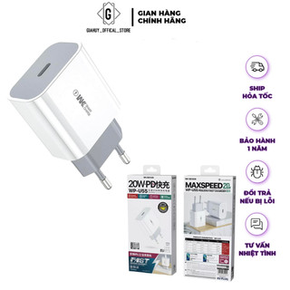 Bộ sạc nhanh wk u55 cổng sạc typec sạc nhanh pd 20w đầu cắm chân tròn chuẩn eu hỗ trợ sạc nhanh , chống nóng