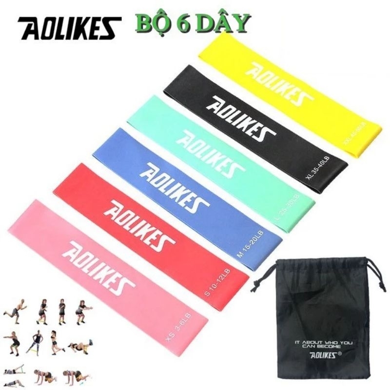 BỘ 6 DÂY KHÁNG LỰC TẬP THỂ DỤC ĐÀN HỒI CAO CẤP AOLIKES