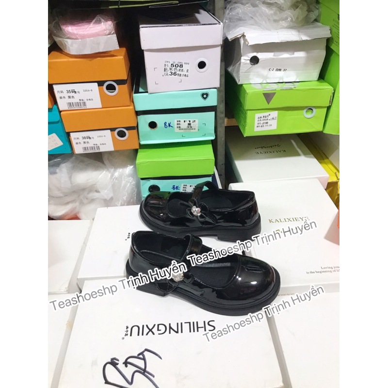 Giày lolita đi học da mềm  xinh,giày đốc cao gót 3cm quai dán quảng châu,giày búp bê quai ngang mũi tròn