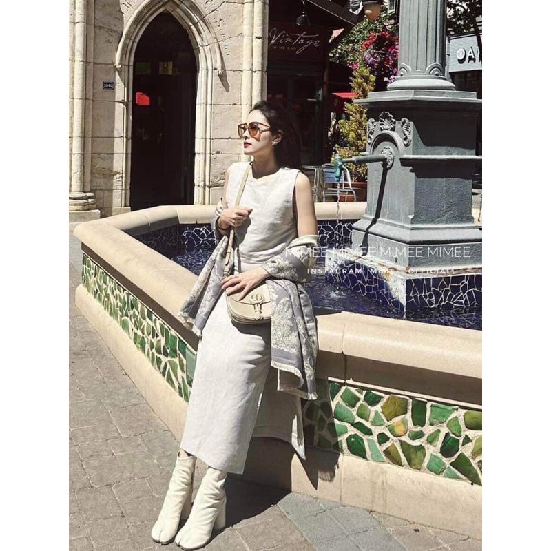 Khăn len xám hoạ tiết mimee