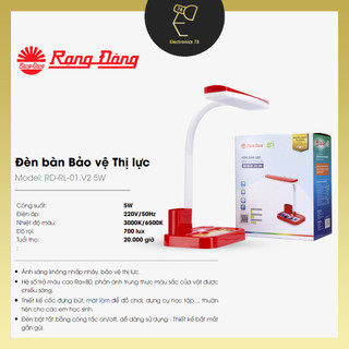 Đèn học, Đèn bàn bảo vệ mắt, chống cận thị, có khay đựng viết RL01 5W Rạng Đông