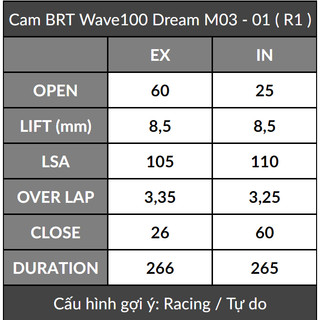 Cam cò lăn BRT Wave/Dream 100 / Future 110