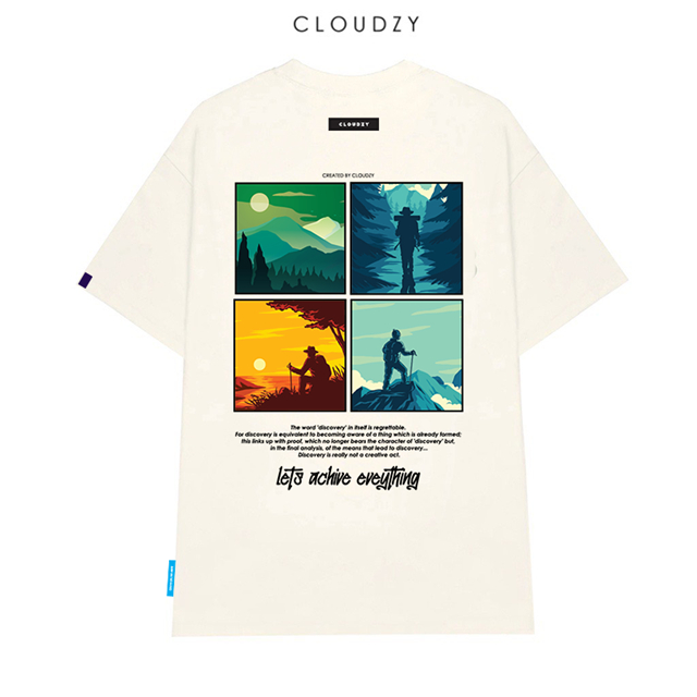 Áo phông local brand nam nữ unisex tay lỡ thun form rộng teen cổ tròn oversize cotton màu đen trắng tee CLOUDZY EXPLORE