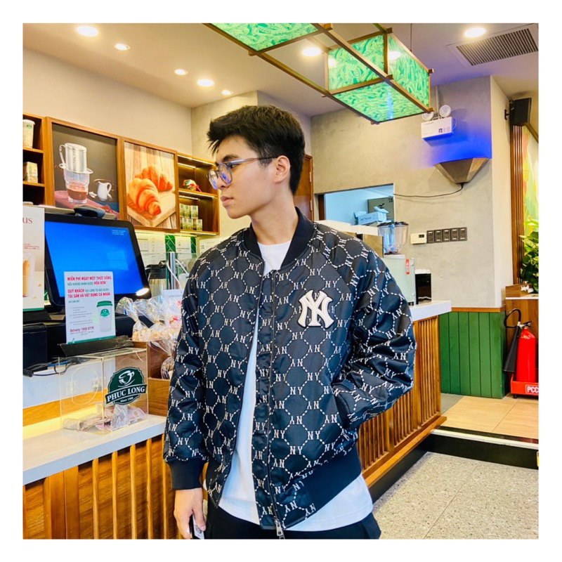 ÁO KHOÁC BOMBER MLB DIAMOND MONOGRAM JACQUARD NY YANKEES BLACK