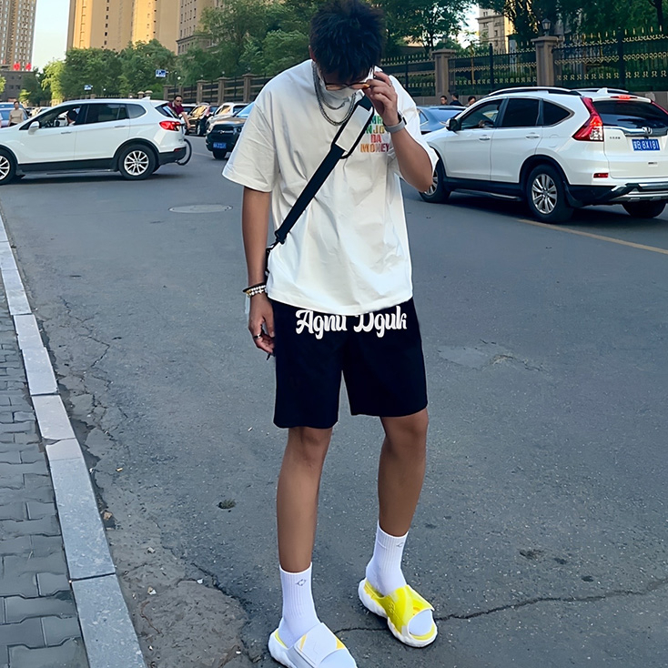 Quần Thun Ngố Nam Họa Tiết Nổi AGNU DGUK HeiLit Short Nỉ Đùi Dày Dặn Có Túi Kết Hợp Dây Rút