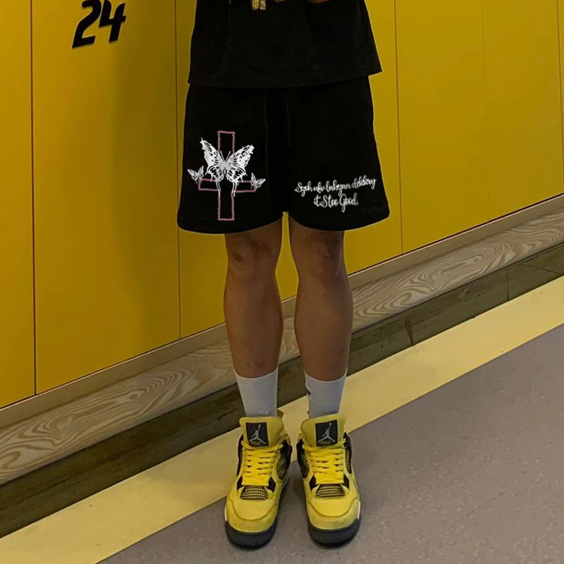 Quần Thun Ngố Nam Họa Tiết Nổi Bật HeiLit Short Nỉ Đùi Dáng Cao Dày Dặn Có Túi Kết Hợp Dây Rút