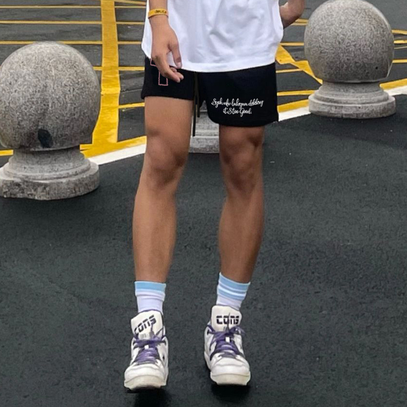 Quần Thun Ngố Nam Họa Tiết Nổi Bật HeiLit Short Nỉ Đùi Dáng Cao Dày Dặn Có Túi Kết Hợp Dây Rút