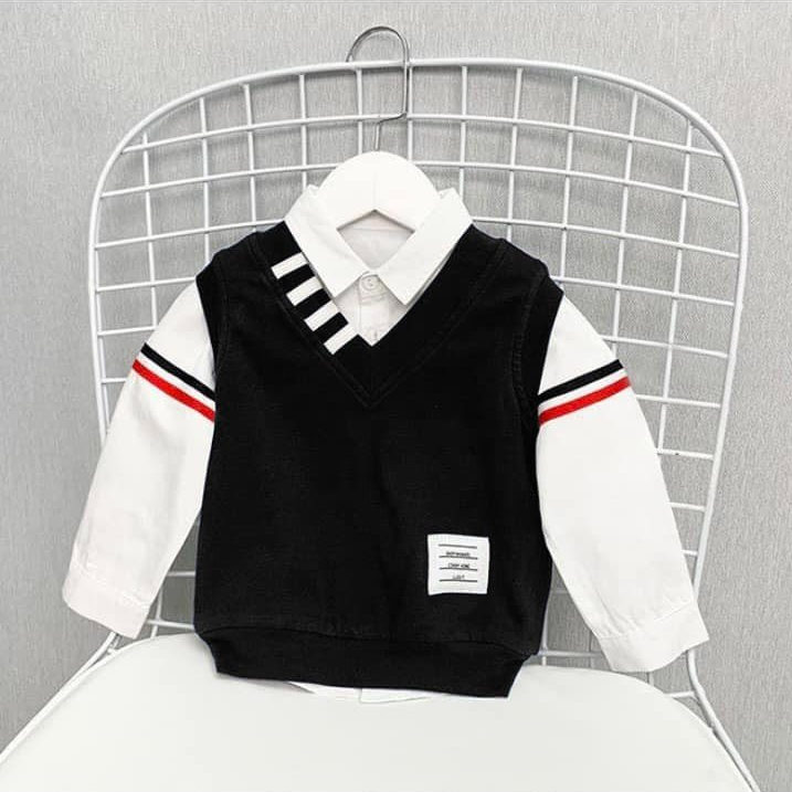 Set áo black thu đông cho bé trai chất nỉ cho bé từ 9 - 26kg