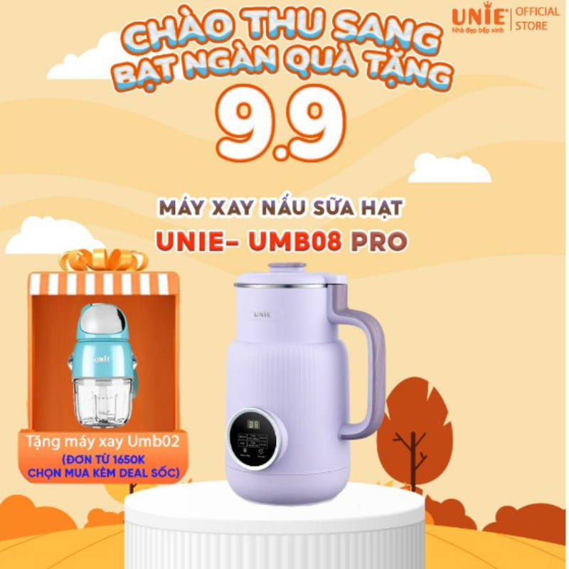 Máy làm sữa hạt UNIE UMB08- Nắp Inox- 5 chức năng xay nấu- Bảo hành 12 tháng