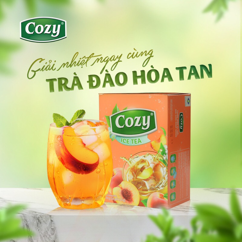 Trà hương đào Cozy hoà tan hộp 16 gói*15gram