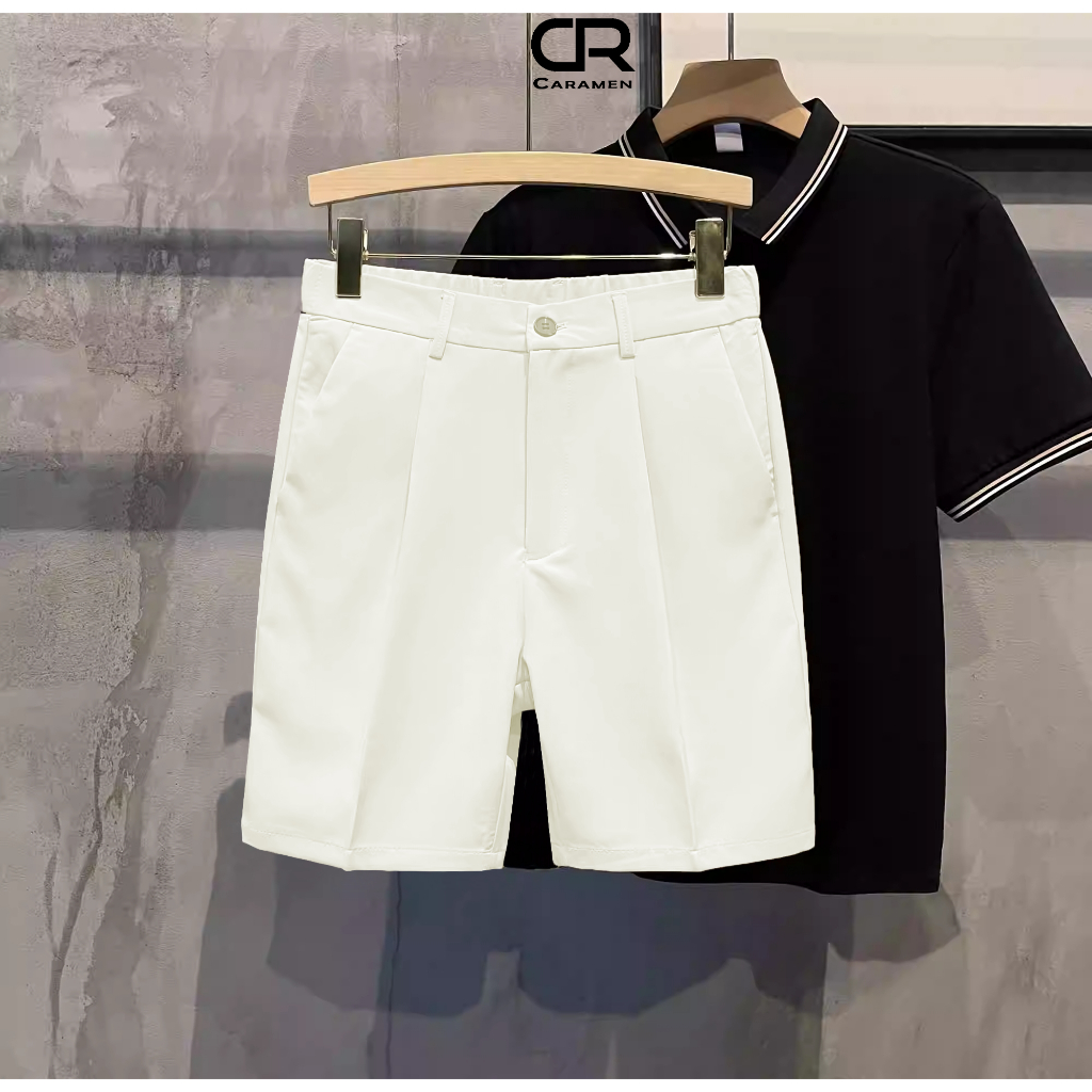 Quần Short Âu Nam CARAMEN From Trên Gối Trẻ Trung, Phối Cạp Chung Phía Sau ,Vải Trượt Chéo Mềm Mát