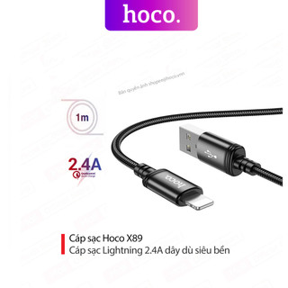 Cáp sạc Hoco X89 sạc nhanh dây dù bện dài 1M cho lP đen