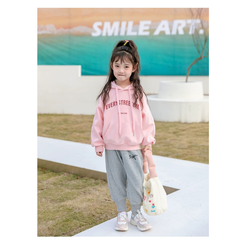 Áo nỉ hoodie, Áo nỉ bông in chữ 5D siêu xinh, dễ thương cho bé gái