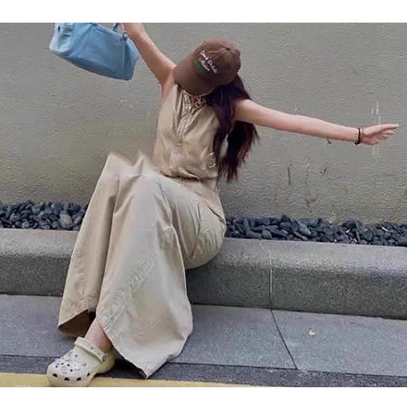 Áo 3 lỗ mũ + chân váy midi cago túi hộp thô gió Zara xuất A245 C041