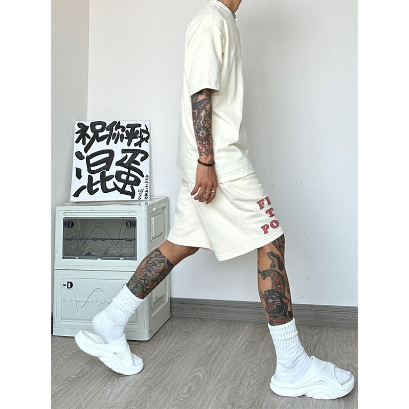 Quần Thun Ngố Nam Họa Tiết Nổi FEEL THE POWED HeiLit Short Nỉ Đùi Dày Dặn Có Túi Kết Hợp Dây Rút